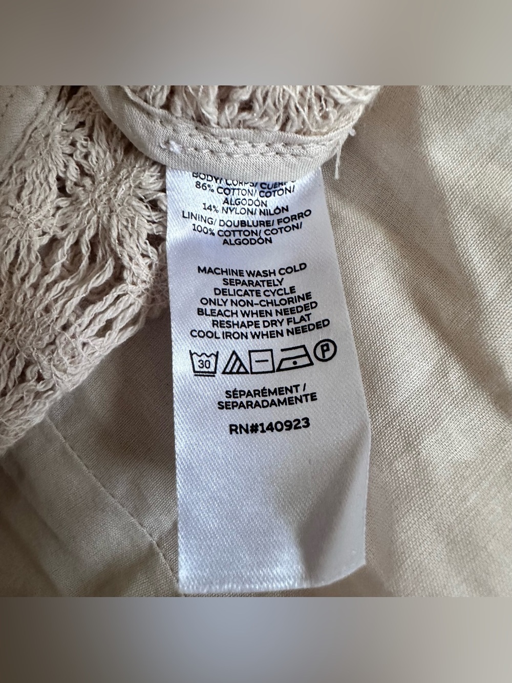 Loft Cream Crochet Shift Dress Long Sleeve Size XL - Picture 4 of 6